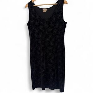 SUSAN LAWRENCE | 90s Vintage Elegant Black Sleeveless Dress Velvet Y2K